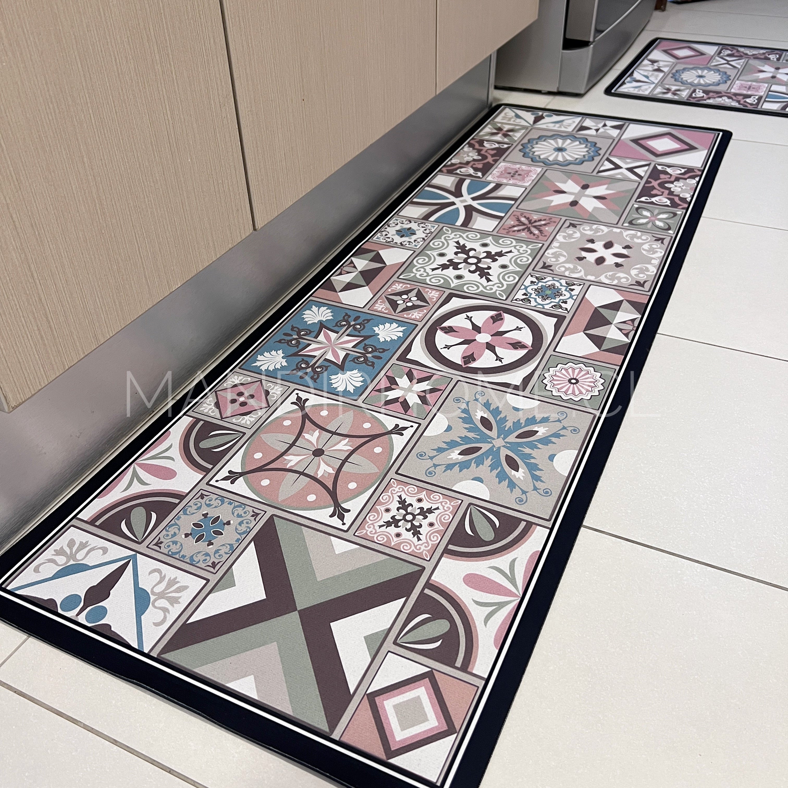 ¡NEW! Set Alfombras de Cocina Rosa Provenza Antideslizante y Absorbente