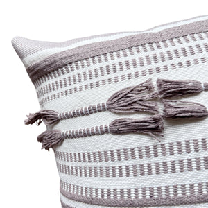 Funda Boho Kelim Lazos Beige Taupe Cuadrada