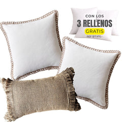 3 FUNDAS NATURAL LINO ARPILLERA YUTE RÚSTICO + RELLENOS
