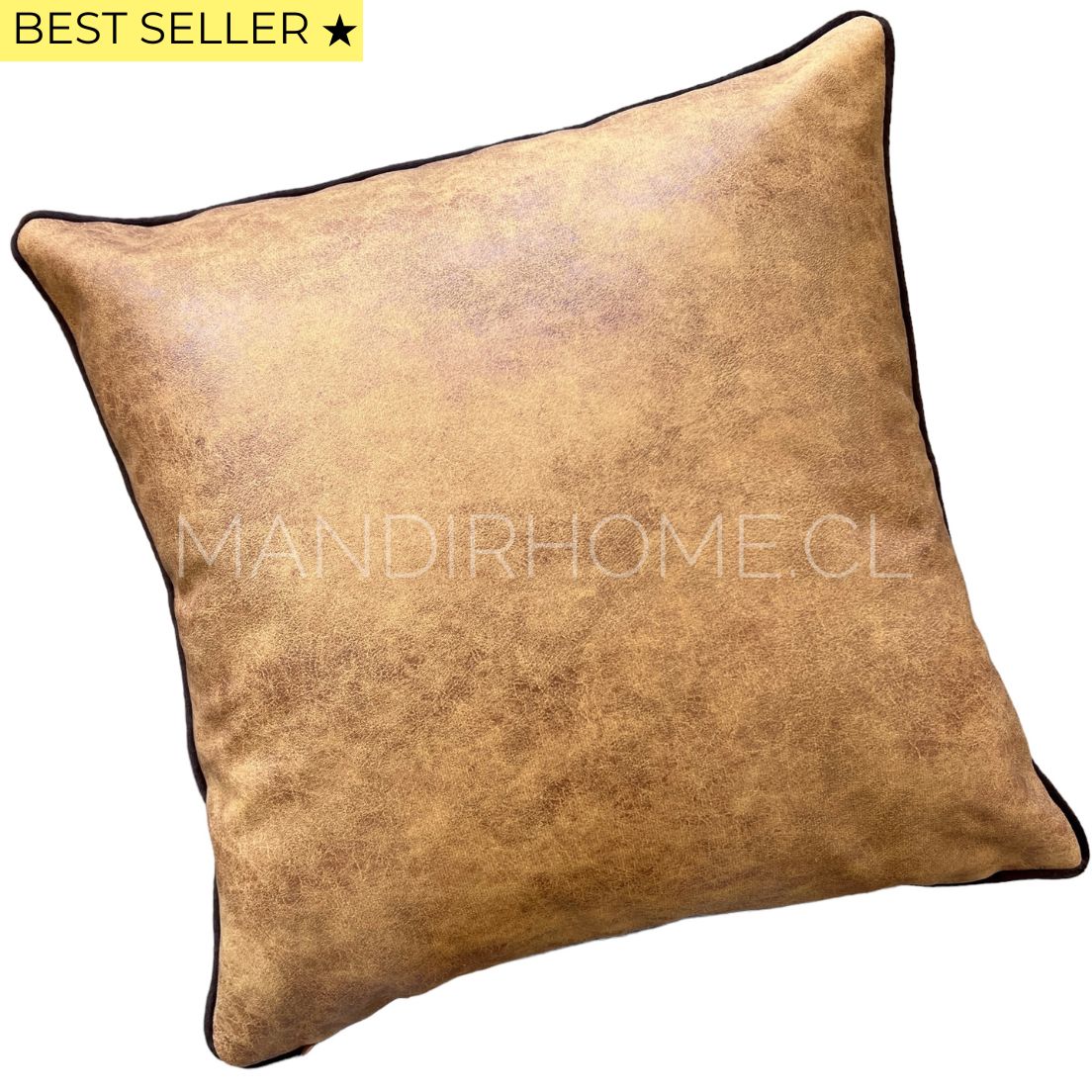 Funda Cojín Eco Cuero Camel