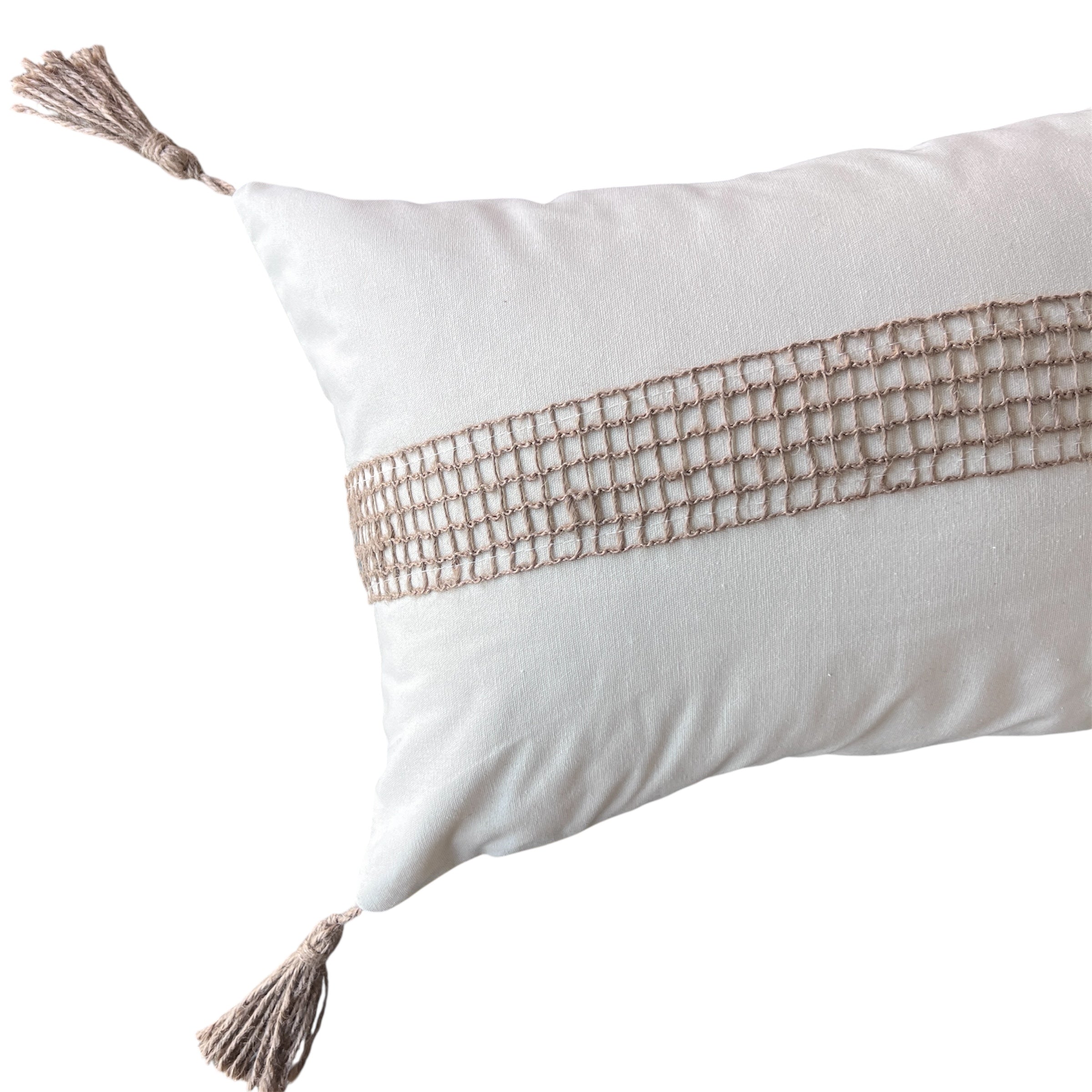 Funda Bohemia Franja Tejida Rústico Yute Rectangular