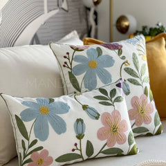Funda de Cojín Bordada Flora 50x30cms - Mandir Home