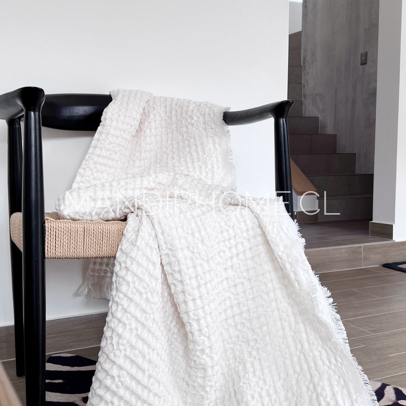 Manta Waffle Blanca Deflecado 205x150cms