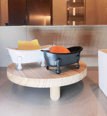 Jabonera Enlozada con Diseño de Tina Vintage Blanco