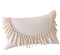 ¡Queda 1! Funda Cojín Boho Tipo Macrame Crudo Curva Rectangular