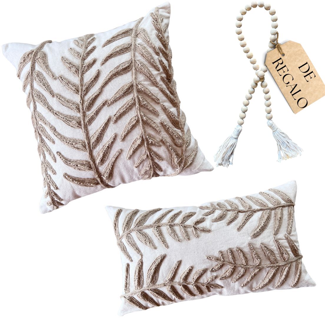 SET 2 NATURAL RÚSTICO YUTE HOJA ALARGADA + REGALO