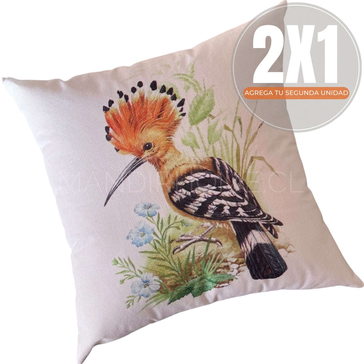 Fundas de Cojín Estampadas Botánico Abubilla Naranja  Interior y Exterior | Mandir Home