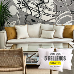 5 FUNDAS PREMIUM LINO YUTE Y PURO CAMEL + RELLENOS