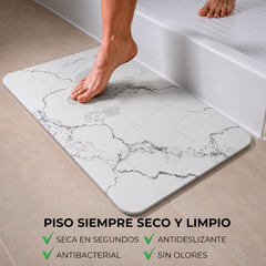 Alfombra de baño de diatomita Carrara secado rápido 60x40 cm | Antibacterial y original - Mandir Home