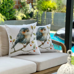 Fundas de Cojín Estampadas Petirrojo Azul Interior y Exterior | Mandir Home