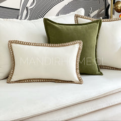 Funda de Cojín Natural Rústico Lino Yute Rectangular