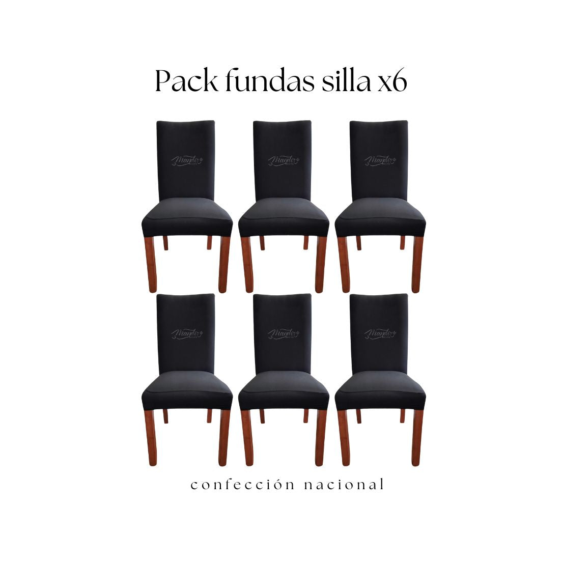 Pack 6 Fundas de Silla Negro/ Confección Nacional