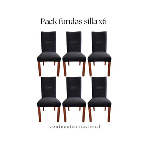 Pack 6 Fundas de Silla Negro/ Confección Nacional