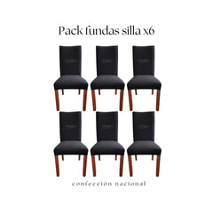 Pack 6 Fundas de Silla Negro/ Confección Nacional