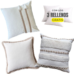 3 FUNDAS RÚSTICAS PREMIUM 2.0+ RELLENOS