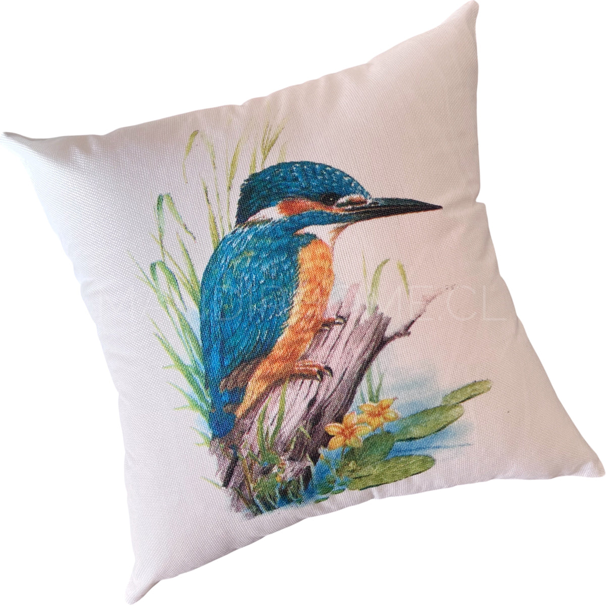 Funda de Cojín Estampada Botánico Ave Turquesa