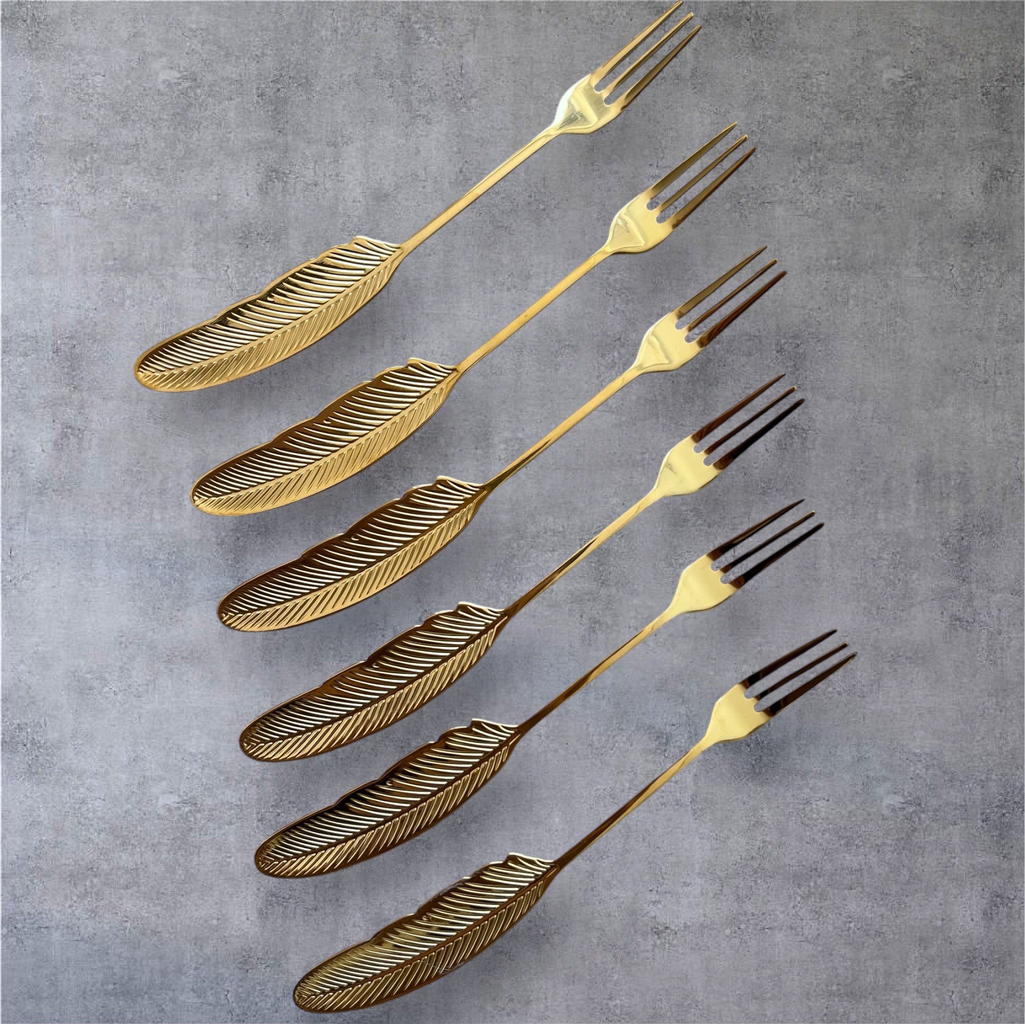 Tenedor Cóctel/ Picoteo Pluma Dorado