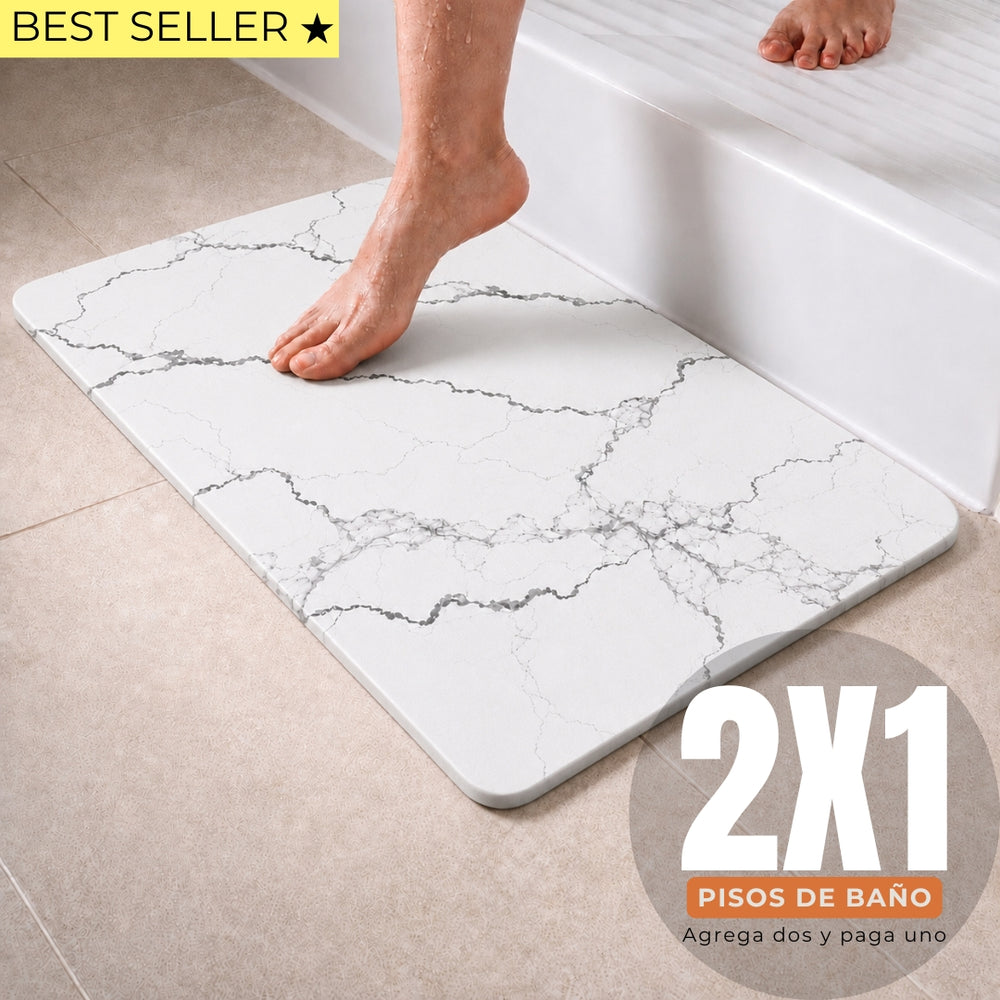 Alfombra de baño de diatomita Carrara secado rápido 60x40 cm | Antibacterial y original - Mandir Home
