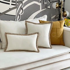 Funda de Cojín Natural Rústico Lino Yute Rectangular