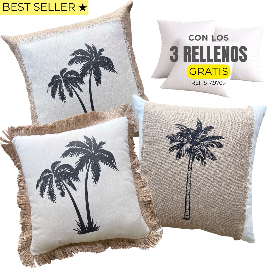 3 FUNDAS PALMAS + RELLENOS
