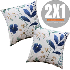 2X1 COMBOS ESTAMPADOS RAMAS AZUL 45X45cms
