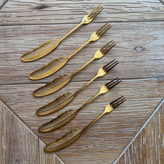 Tenedor Cóctel/ Picoteo Pluma Dorado