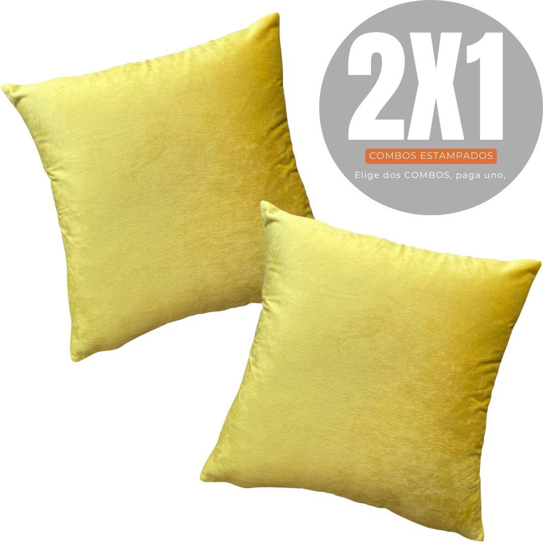 2X1 COMBOS TERCIOPELO AMARILLO 45X45cms - Mandir Home