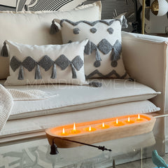 Funda de Cojín Tribu Gris Rectangular