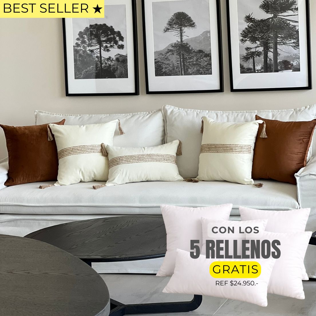 5 FUNDAS PREMIUM TIERRA FRANJA + RELLENOS