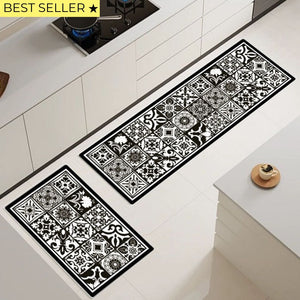 ¡New! Set Alfombras de Cocina Baldosas Flor P Antideslizante y Absorbente