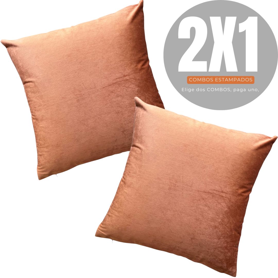 2X1 COMBOS TERCIOPELO LADRILLO 45X45cms