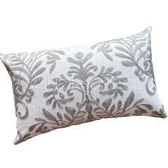 Funda de Cojín Bordado Corona Gris Unicolor Rectangular 50x30cms