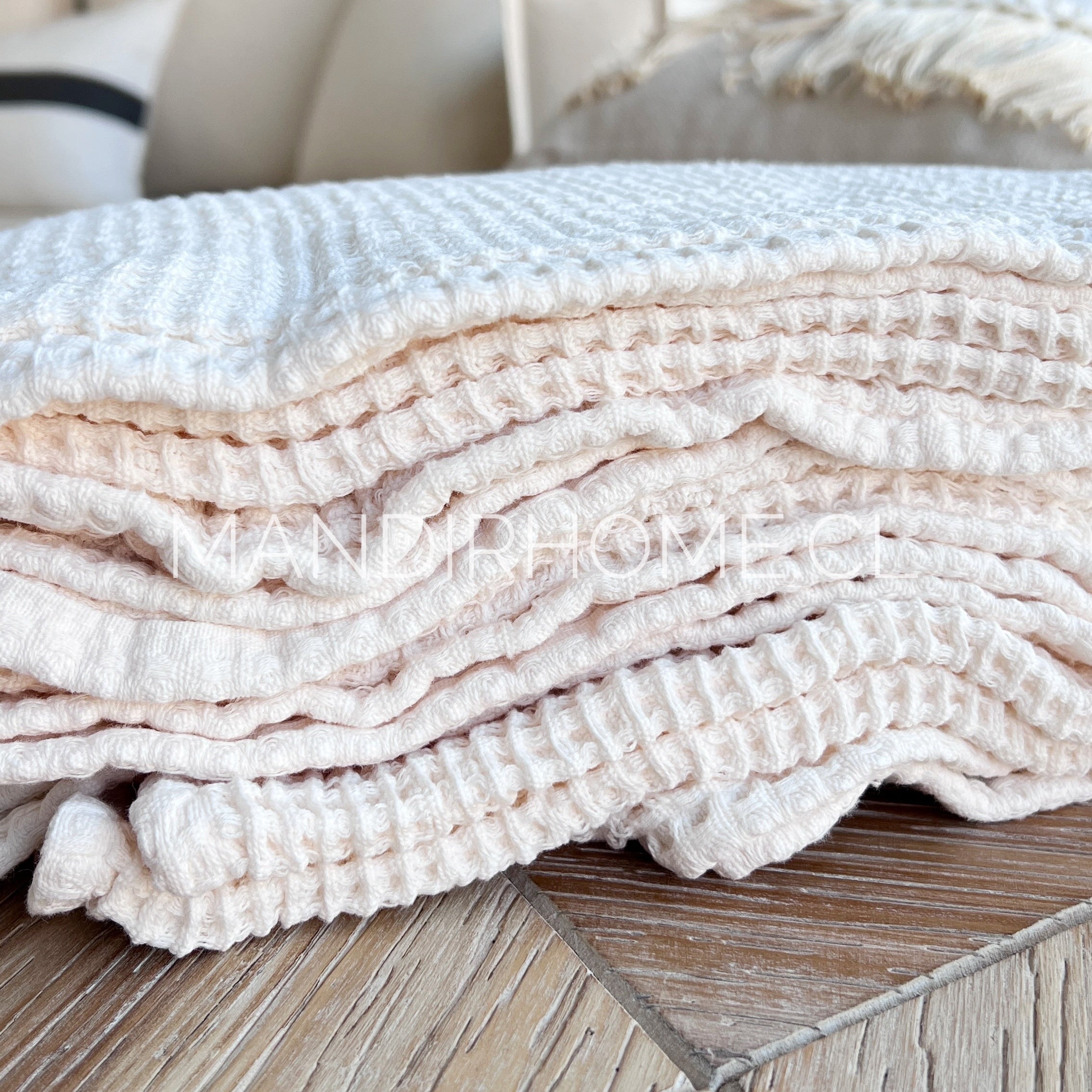 Manta Waffle Crudo Algodón 205 x155cms