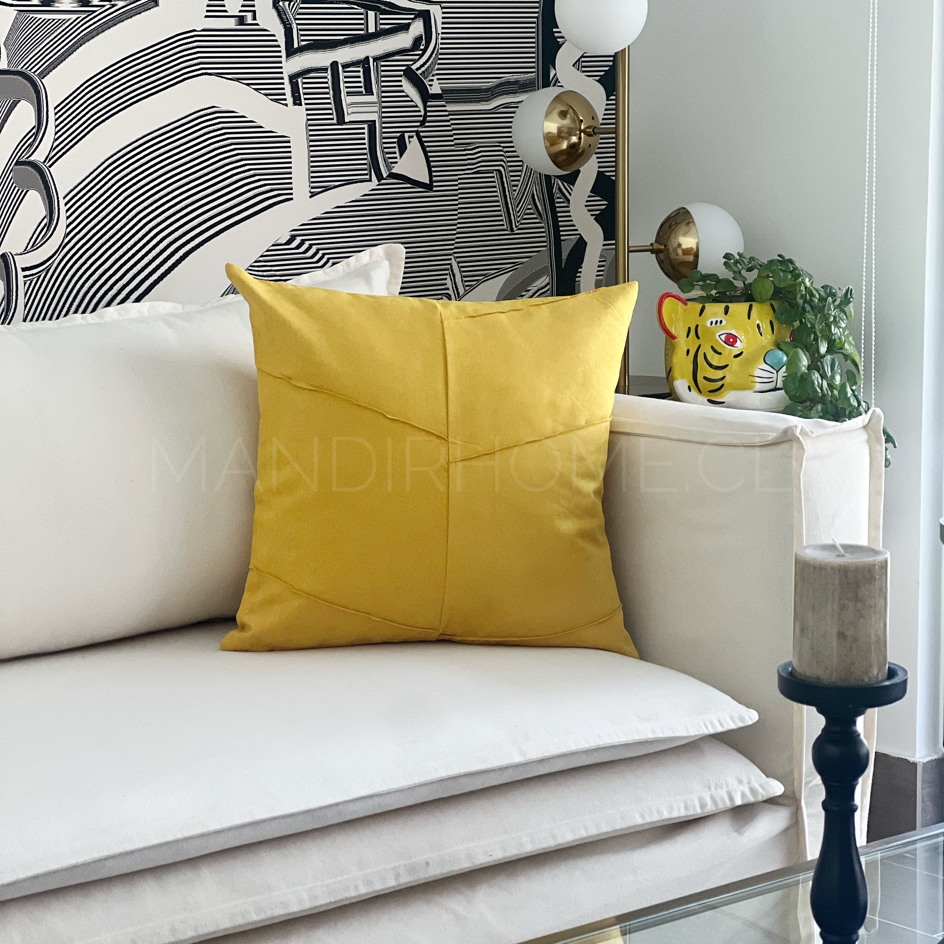 Funda de Cojín Gamuzado MAXI 50x50cms Amarillo Costuras