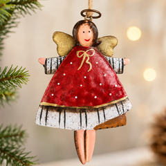 Adorno Navideño Ángel Metálico Rojo | Mandir Home