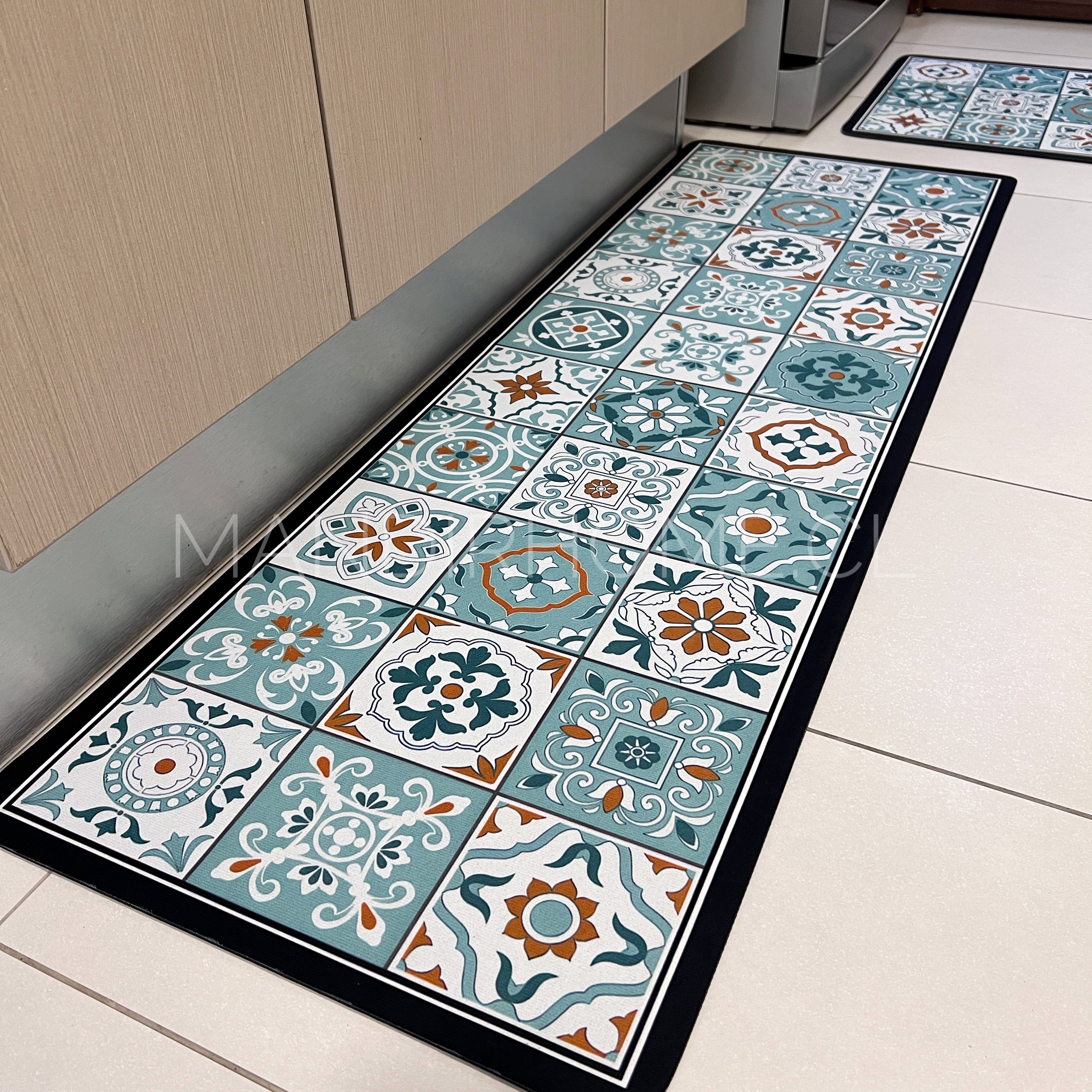 ¡NEW! Set Alfombras de Cocina Verde Menta Antideslizante y Absorbente