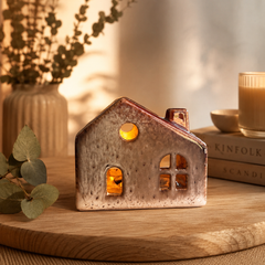 Casita Chimenea de Cerámica con Luz LED (1 unidad)