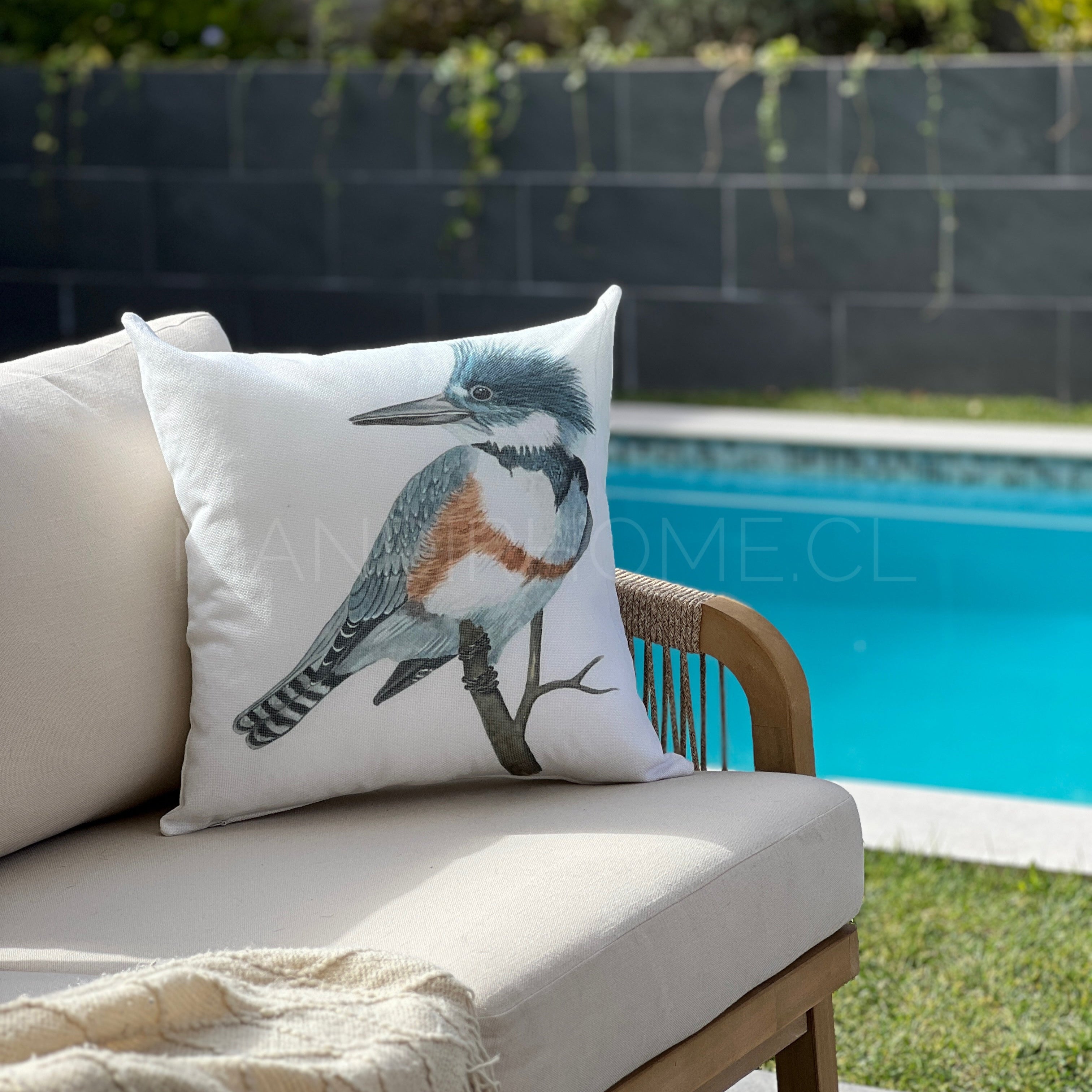 Funda de Cojín Estampada Botánico Ave Pastel