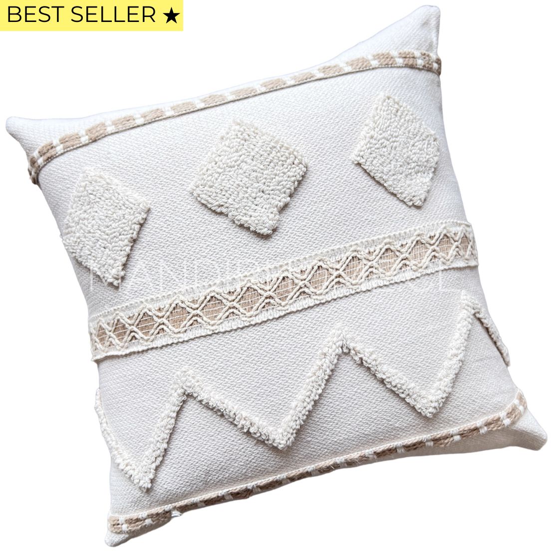 Funda de Cojín Premium Bohemia Yute Paco Cuadrada