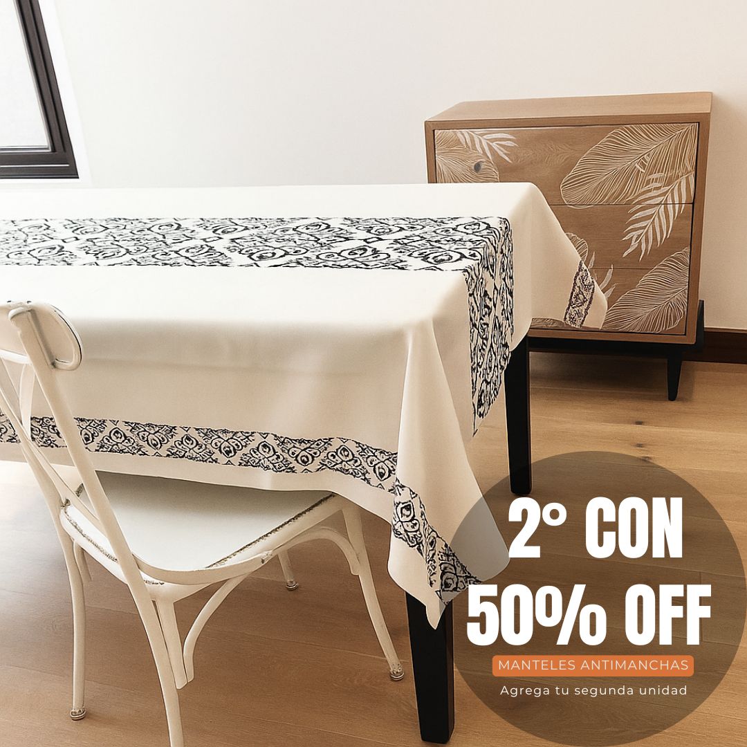 Mantel antimanchas Franja Negra| lavable y sin plancha