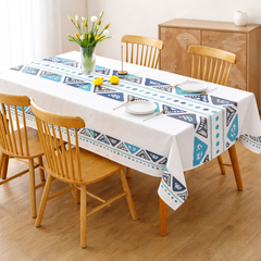 Mantel antimanchas Etnía Azul Menta | lavable y sin plancha