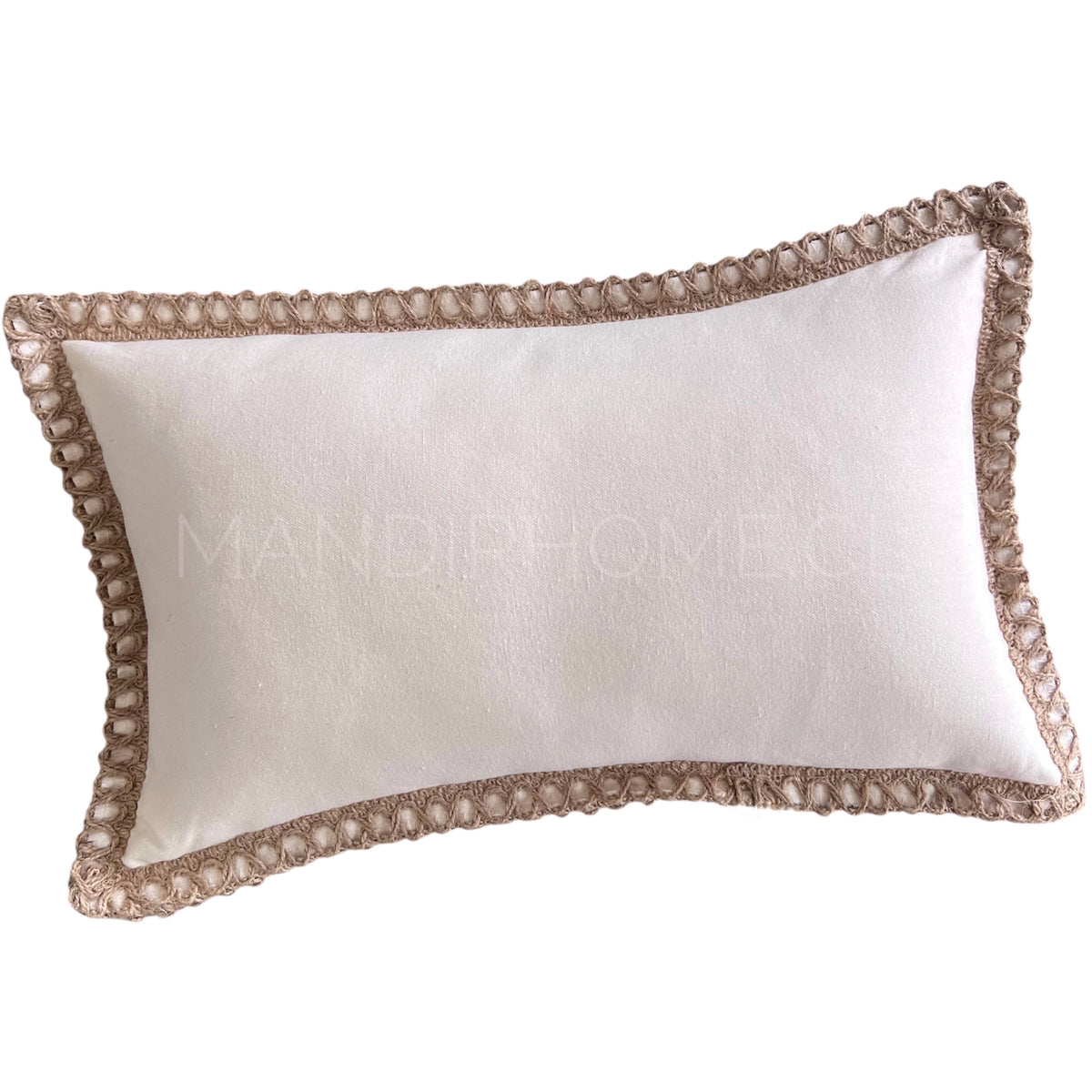 Funda de Cojín Natural Rústico Lino Yute Rectangular