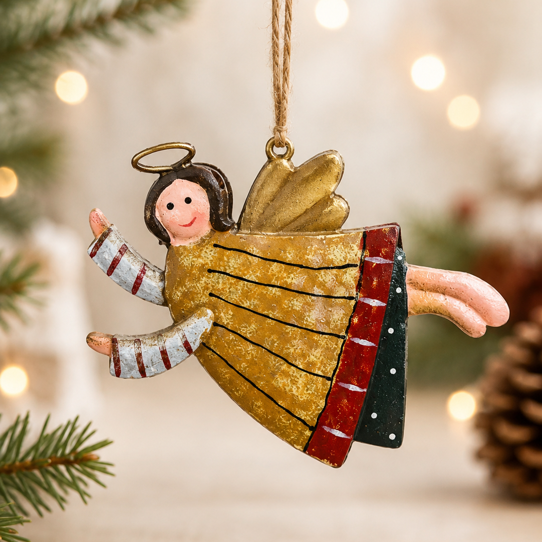Adorno Navideño Ángel Metálico Dorado| Mandir Home
