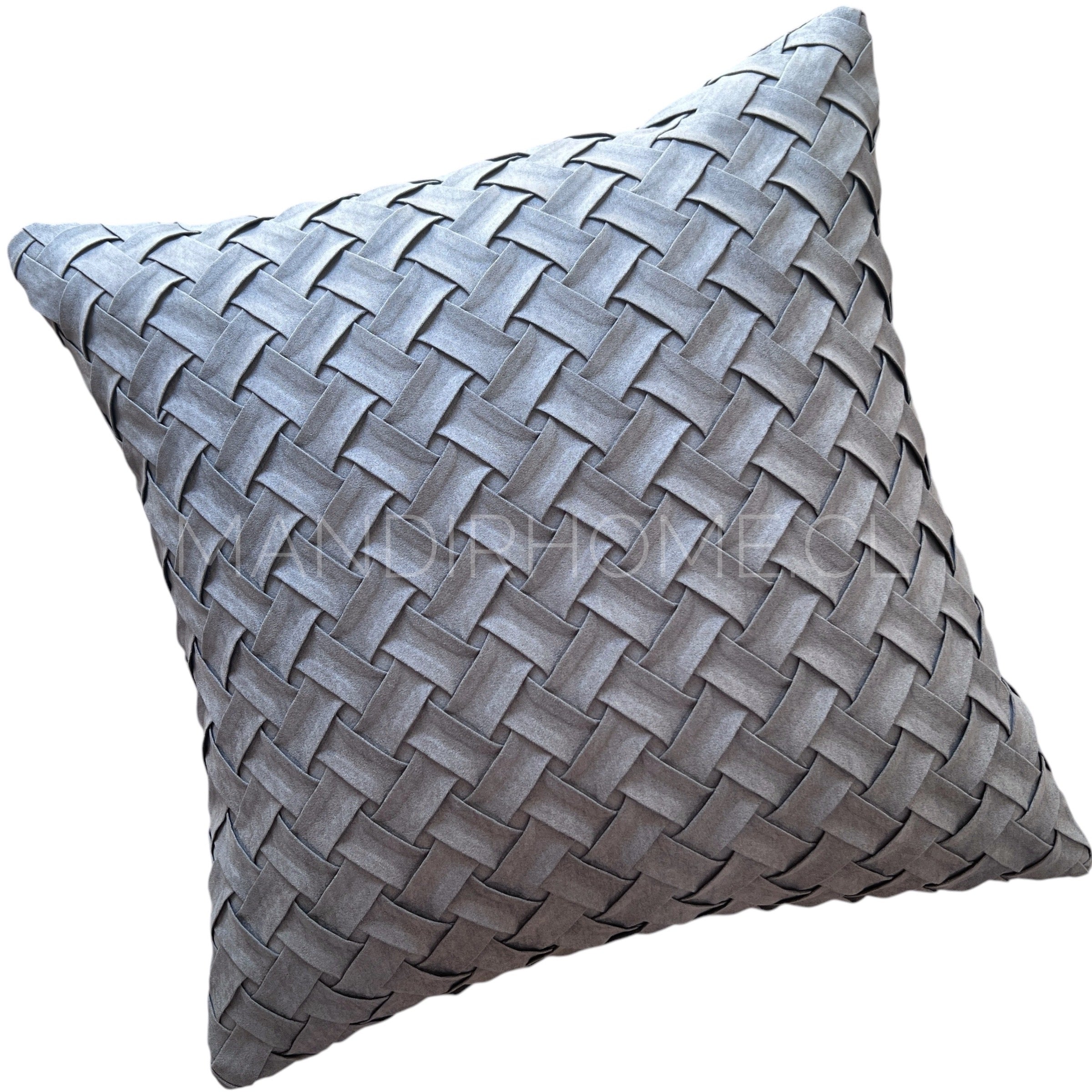 ¡Quedan 4! Funda Cojín Gamuza Entrelazado Gris Acero Cuadrada