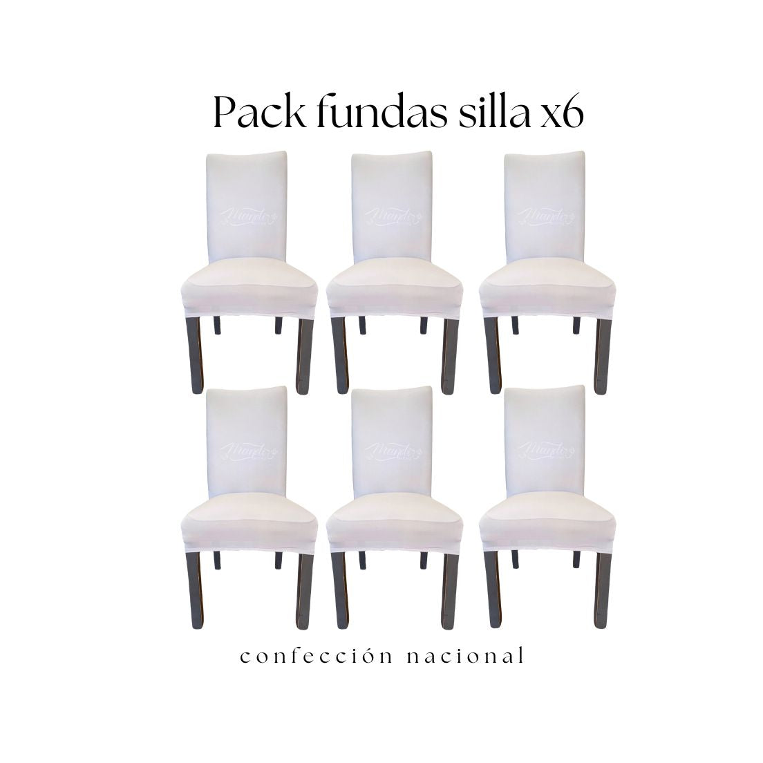 Pack 6 Fundas de Silla Blanco/ Confección Nacional
