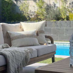 Funda Bohemia Franja Tejida Rústico Yute Rectangular