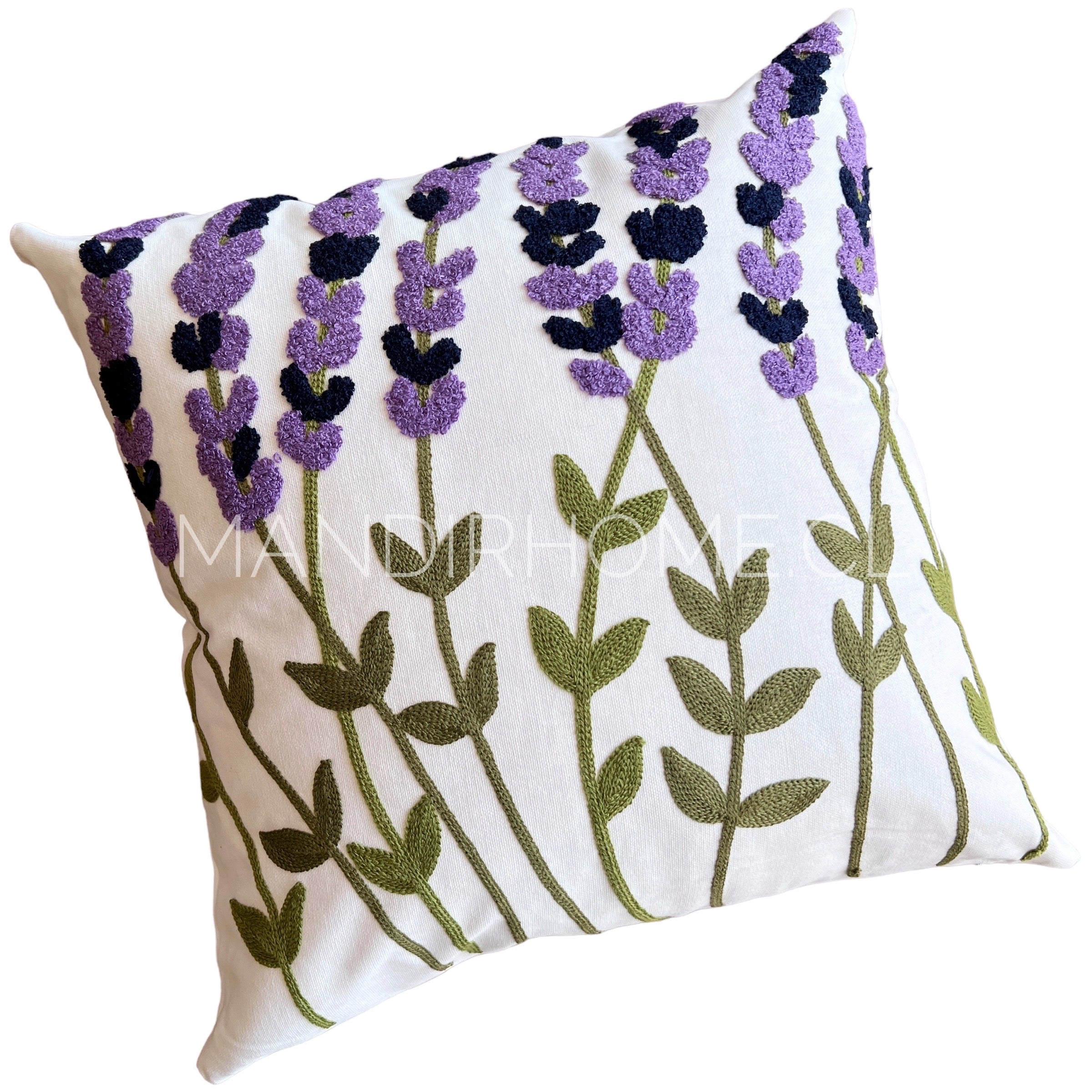Funda de Cojín Bordado Lavandas Cuadrado