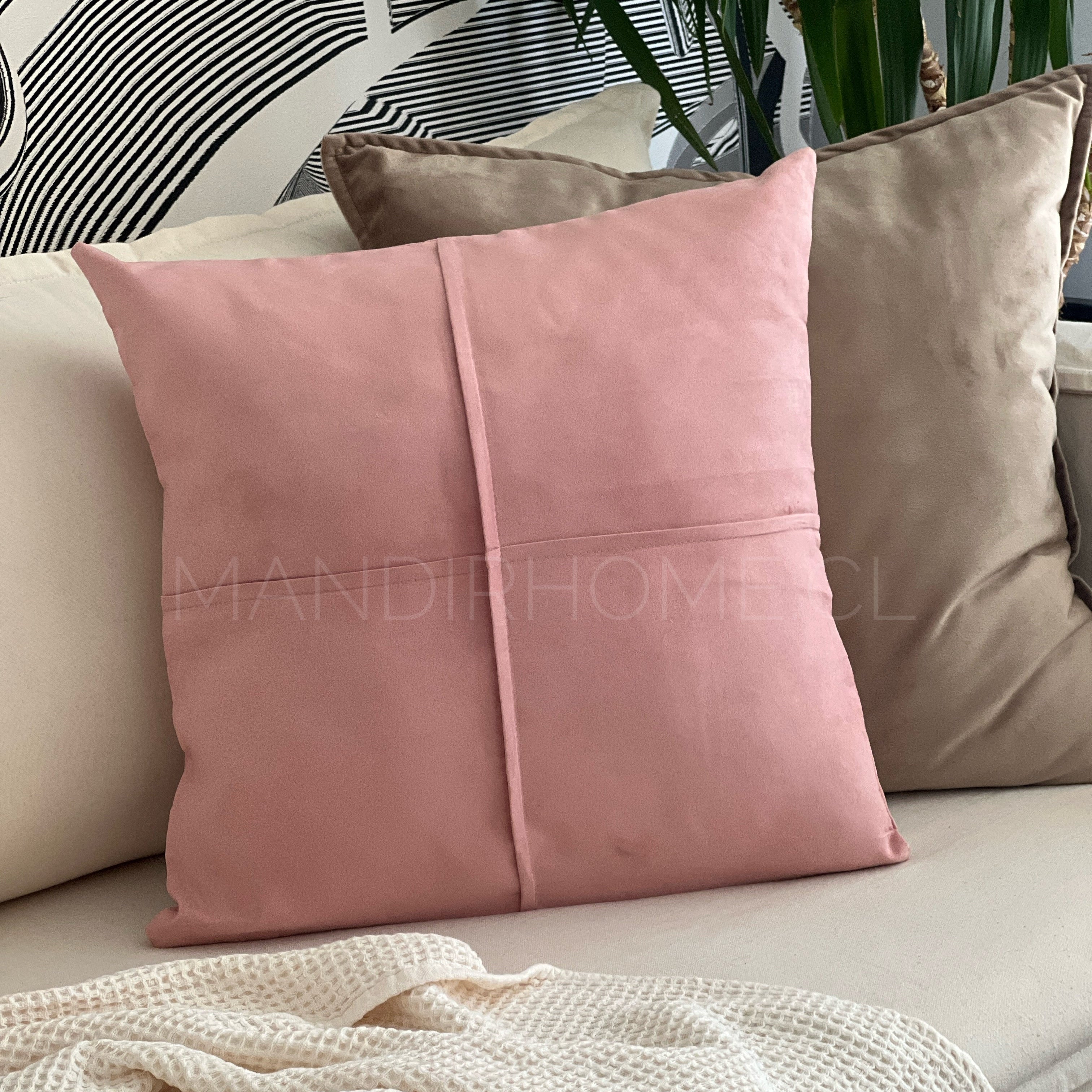 Funda de Cojín Gamuzado MAXI 50x50cms Palo Rosa Costuras