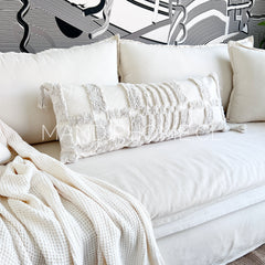 Funda de Cojín Boho Javiera Aplicaciones Lumbar 90x35cms