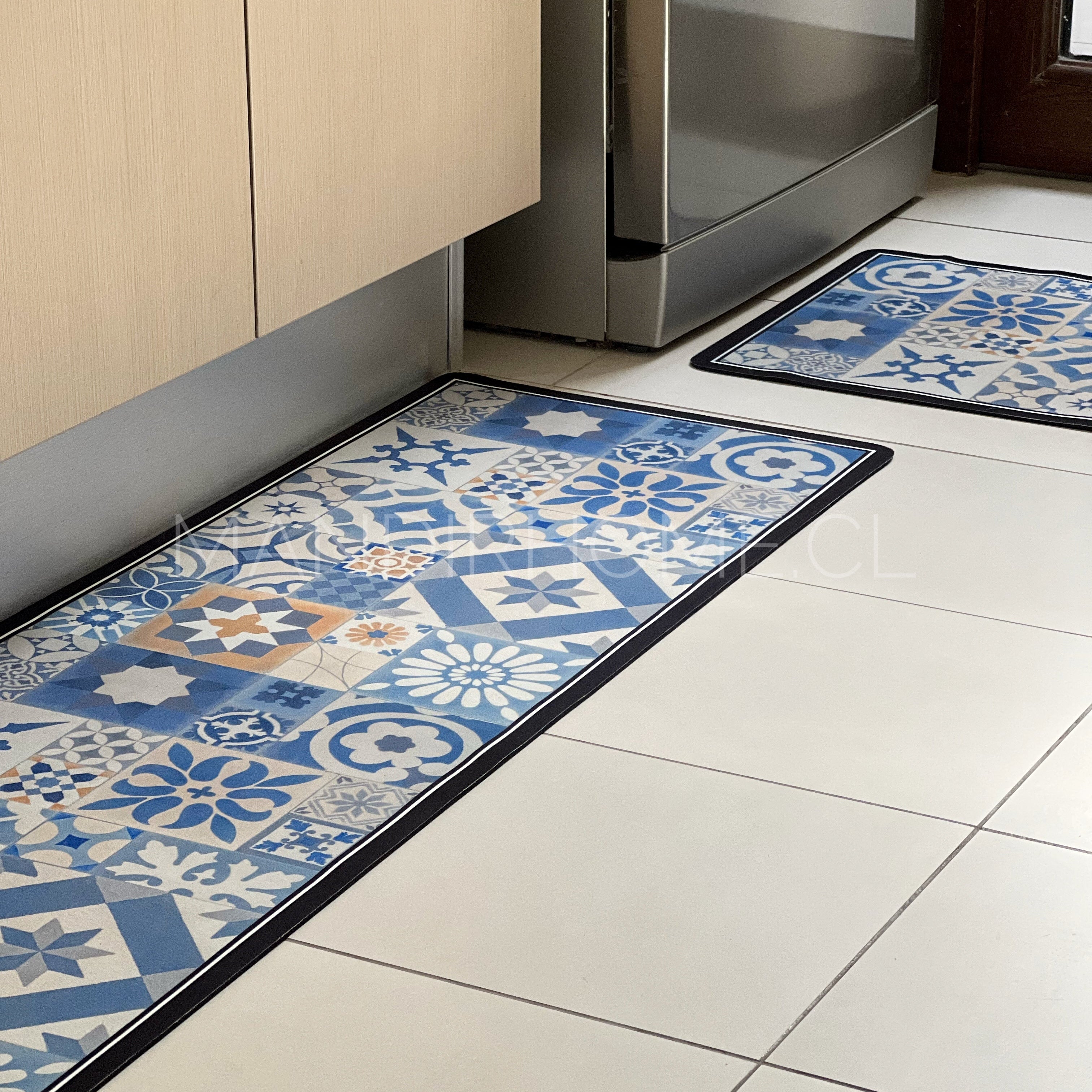 ¡NEW! Set Alfombras de Cocina Azul Estrella Antideslizante y Absorbente